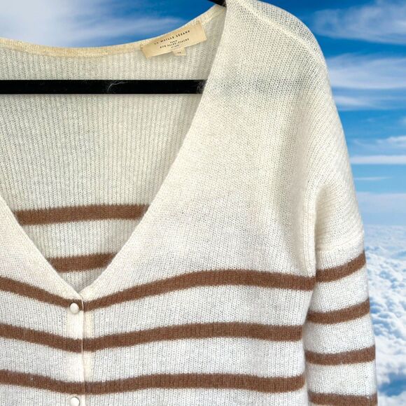 La Maille Sezane Medium Barry Knit Mohair Alpaca Blend Striped Cardigan - Picture 4 of 8